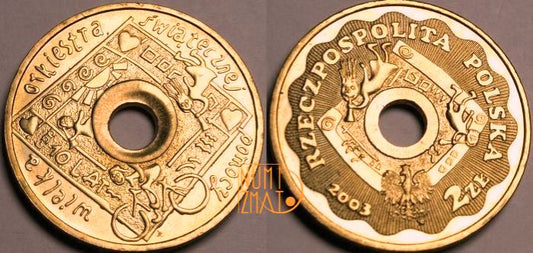 2 zł 2003 r. - 10 lat WOŚP, dwa złote NG