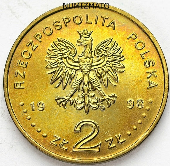 2 zł 1998 r. - Nagano - XVIII Zimowe Igrzyska Olimpijskie, dwa złote NG