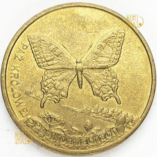 2 zł 2001 r. - Paź królowej (Papilio machano) - Zwierzęta Świata, dwa złote NG