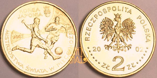 2 zł 2002 r. - Korea, Japonia - Mistrzostwa Świata w Piłce Nożnej 2002, dwa złote NG