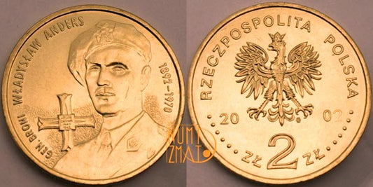 2 zł 2002 - Władysław Anders - Generał broni, dwa złote NG