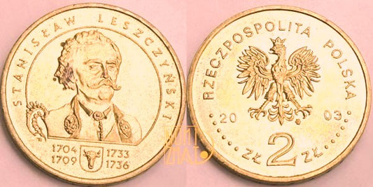 2 zł 2003 r. - Stanisław Leszczyński - Poczet królów i książąt polskich, dwa złote NG
