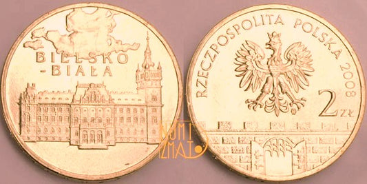 2 zł 2008 r. - Bielsko-Biała, Historyczne miasta w Polsce, dwa złote NG