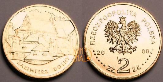 2 zł 2008 r. - Kazimierz Dolny - Zabytki Kultury Materialnej w Polsce, dwa złote NG