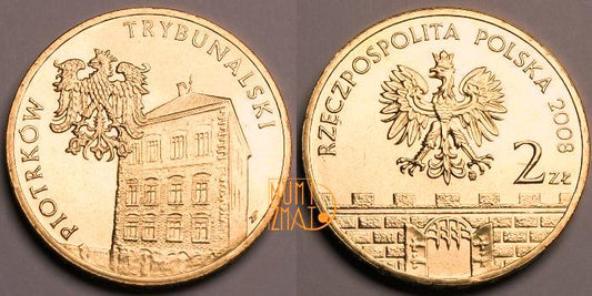 2 zł 2008 r. - Piotrków Trybunalski, Historyczne miasta w Polsce, dwa złote NG