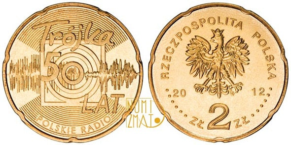 2 zł 2012 r. - Trójka 50 lat - 50-lecie Programu 3 Polskiego Radia, dwa złote NG