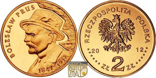 2 zł 2012 r. - Bolesław Prus (1847-1912), dwa złote NG