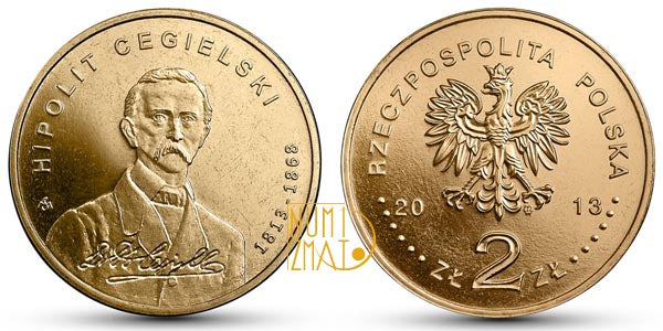 2 zł 2013 r. - 200-lecie urodzin Hipolita Cegielskiego, dwa złote NG