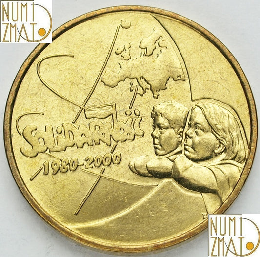 2 zł 2000 r. - 20-lecie NSZZ Solidarność - Polska droga do wolności, dwa złote NG
