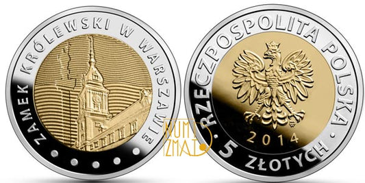 5 zł 2014 r. - Zamek Królewski w Warszawie - Odkryj Polskę, pięć złotych