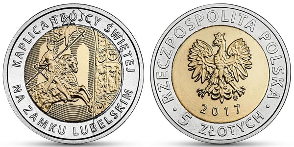 5 zł 2017 r. - Kaplica Trójcy Świętej na Zamku Lubelskim - Odkryj Polskę (7)