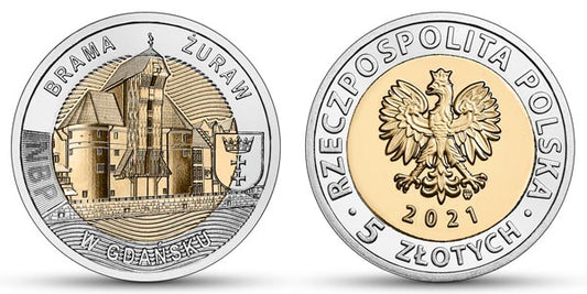 5 zł 2021 r. - Brama Żuraw w Gdańsku - Odkryj Polskę (12)
