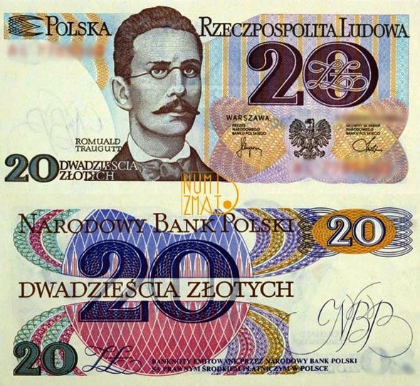 1. Banknot 20 zł 1982 SERIA LOSOWA, TRAUGUTT dwadzieścia złotych UNC